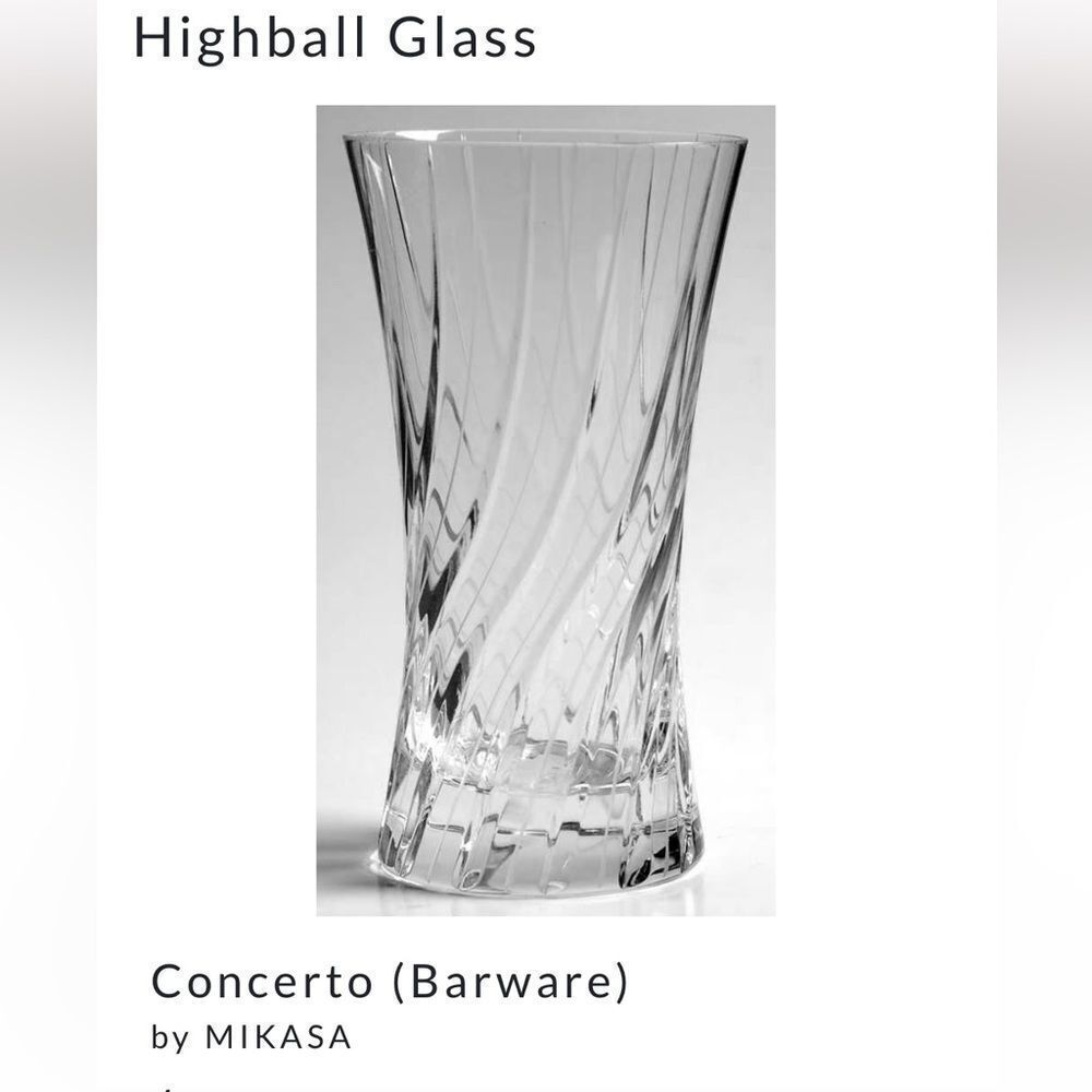 Mikasa Concerto Barware Highball Water Tall 5 3/4” Swirl Crystal Glass